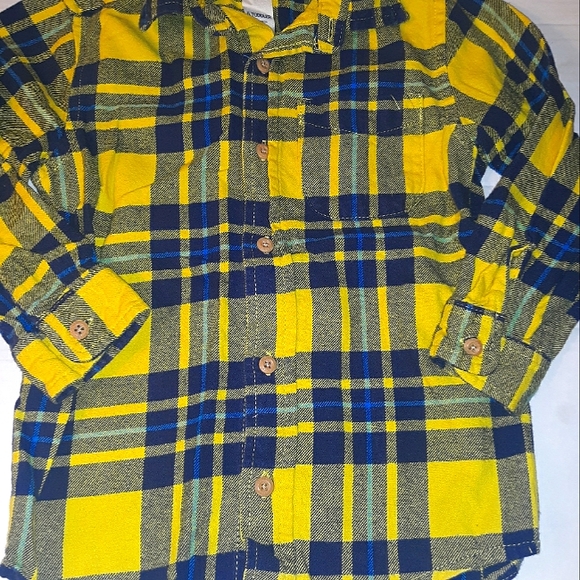 EUC- Osh Kosh B'Gosh Bright Yellow/Blue Flannel - Picture 2 of 10